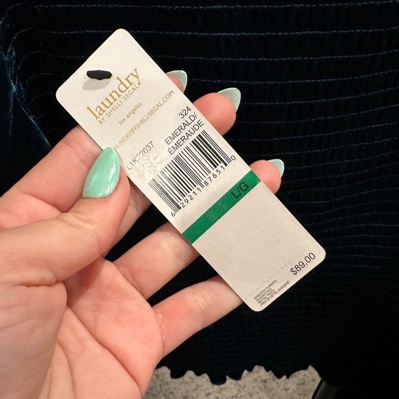 NWT Laundry by Shelli Seagal velvet baby doll smocked emerald green|size large - Picture 4 of 6